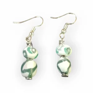 Green Duo Ceramic Earrings