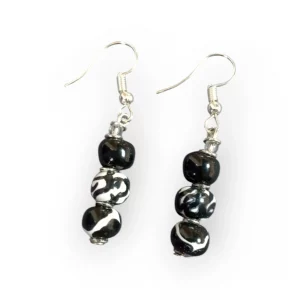 Black and White Galaxy Ceramic Earrings