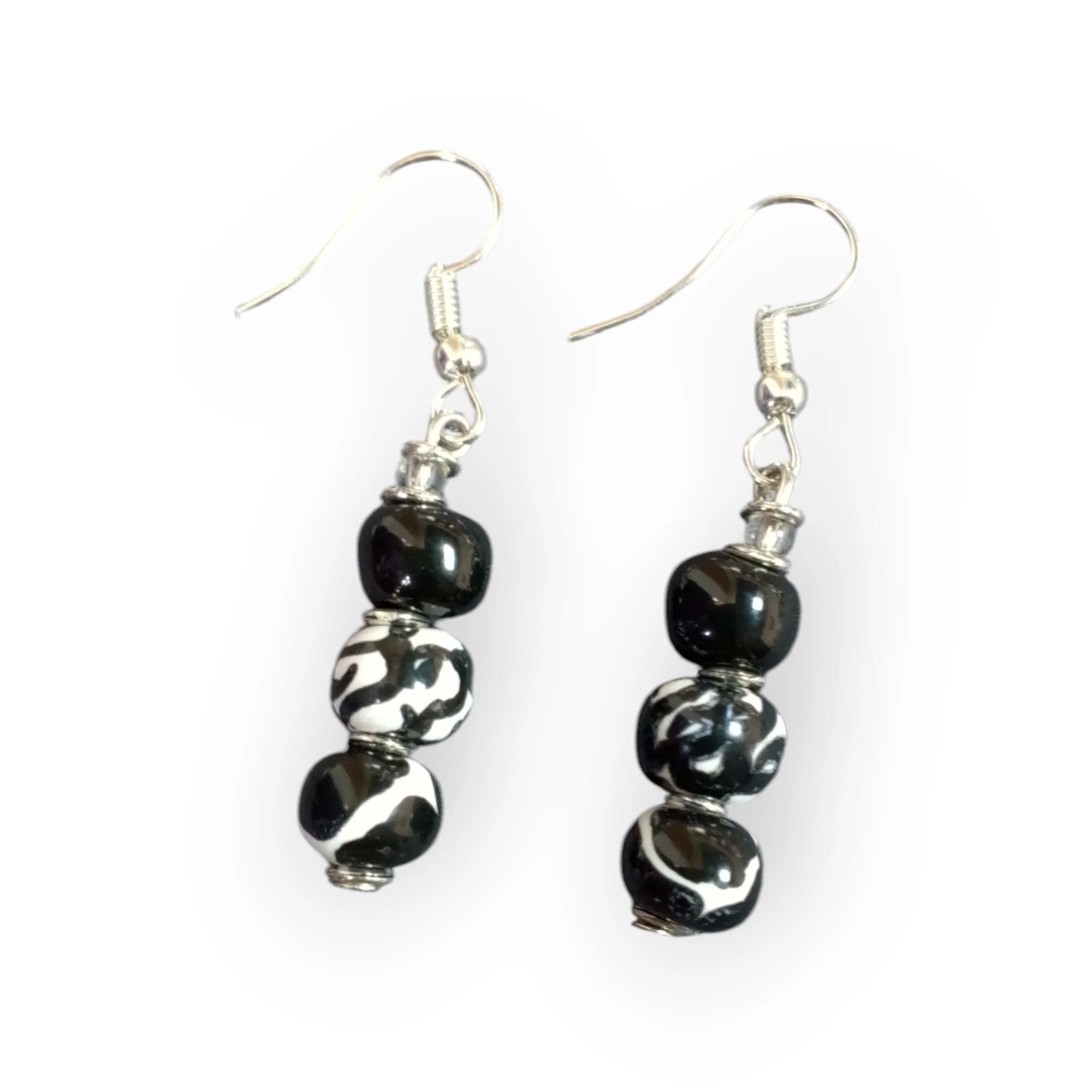 Black and White Galaxy Ceramic Earrings