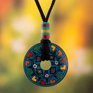 Inca Sun-Wheel Ceramic Pendant