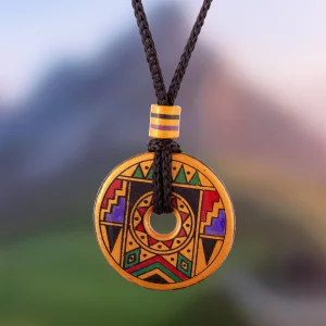 Sun-Wheel Ceramic Pendant