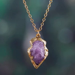 Gilded Amethyst Arrowhead Necklace